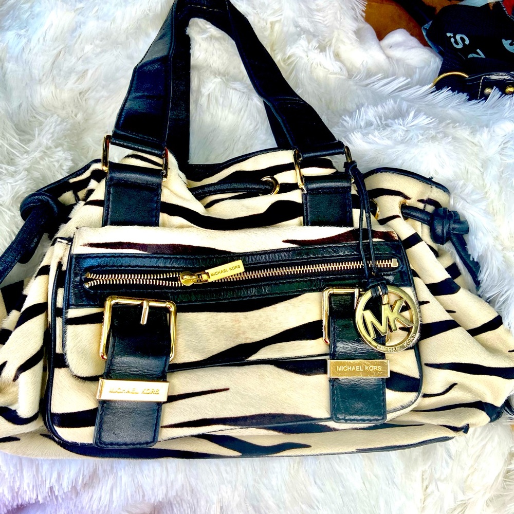 MICHAEL KORS Handbag w/Zebra Print w/Gold Reg$149